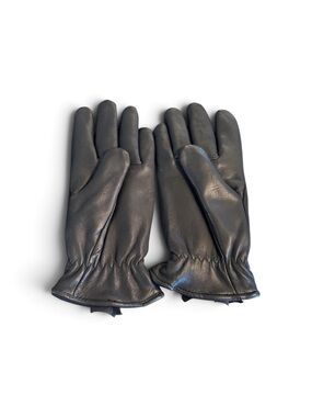 Vintage Gates Deerskin Leather Gloves Fleece Lined Shirred Womens Medium Black